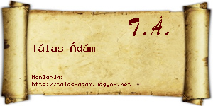 Tálas Ádám névjegykártya